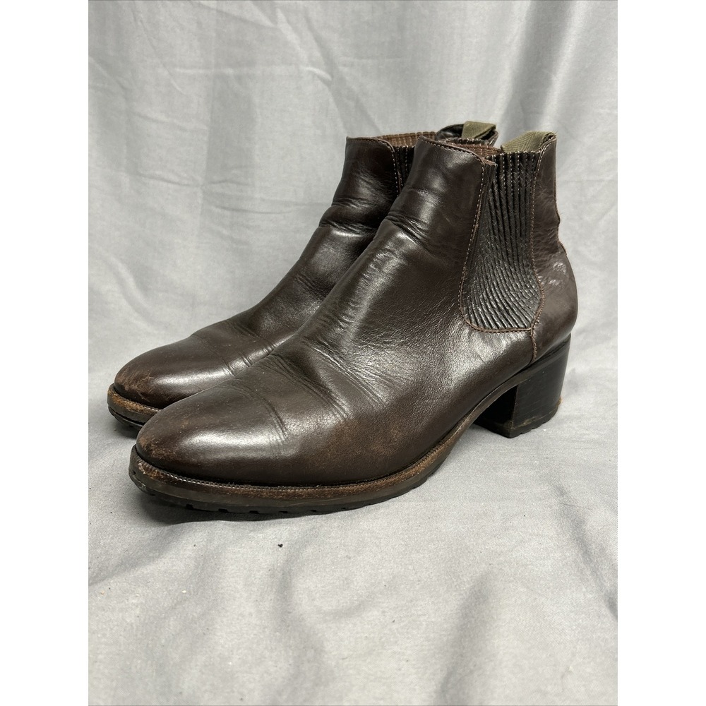 Cole Haan Boots Womens Size 8.5 AA Ankle Pull On Booties Brown Leather Heel
